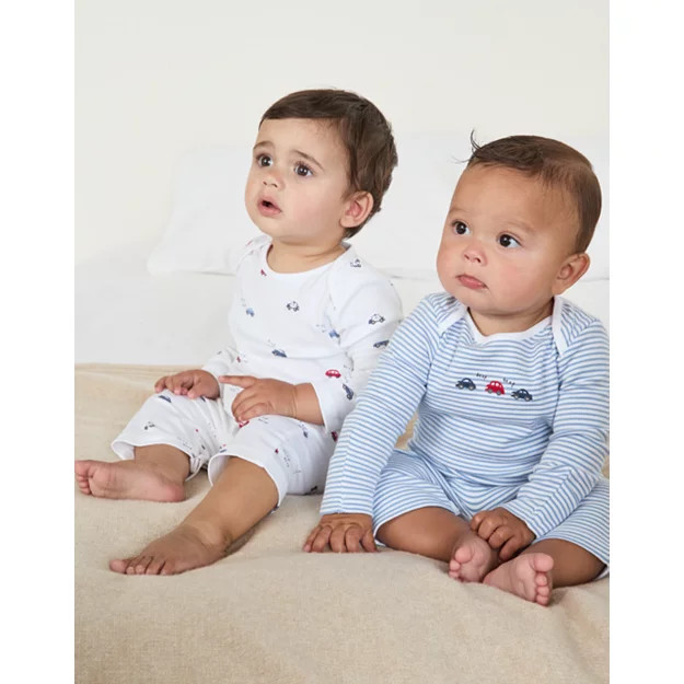 Organic Cotton Little Car Sleepsuits – Set of 2 (0–2yrs) | The White Company UK & ROW