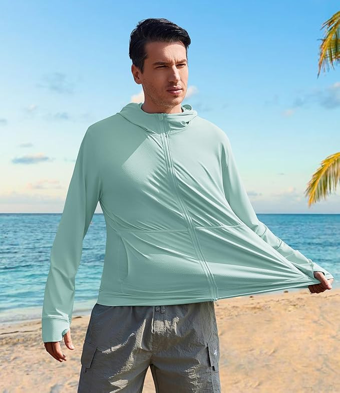 Men's UPF 50+ Full Zip Up Sun Protection Hoodie Jacket Long Sleeve Lightweight UV Shirts for Men ... | Amazon (US)