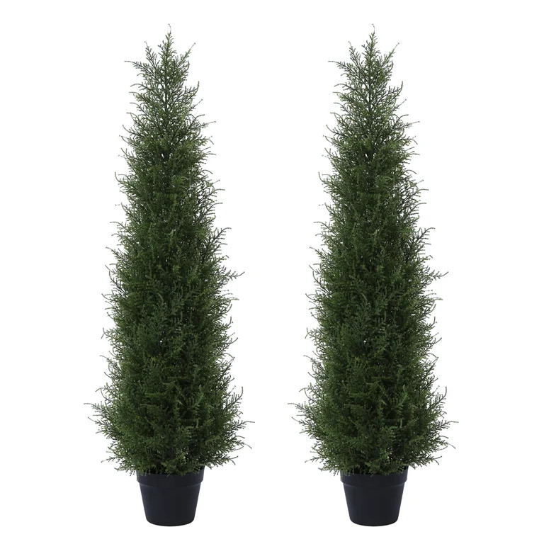 2 Pack 4 Feet Artificial Cedar Tree UV Rated for Indoor/Outdoor Decor , DR.Planzen - Walmart.com | Walmart (US)