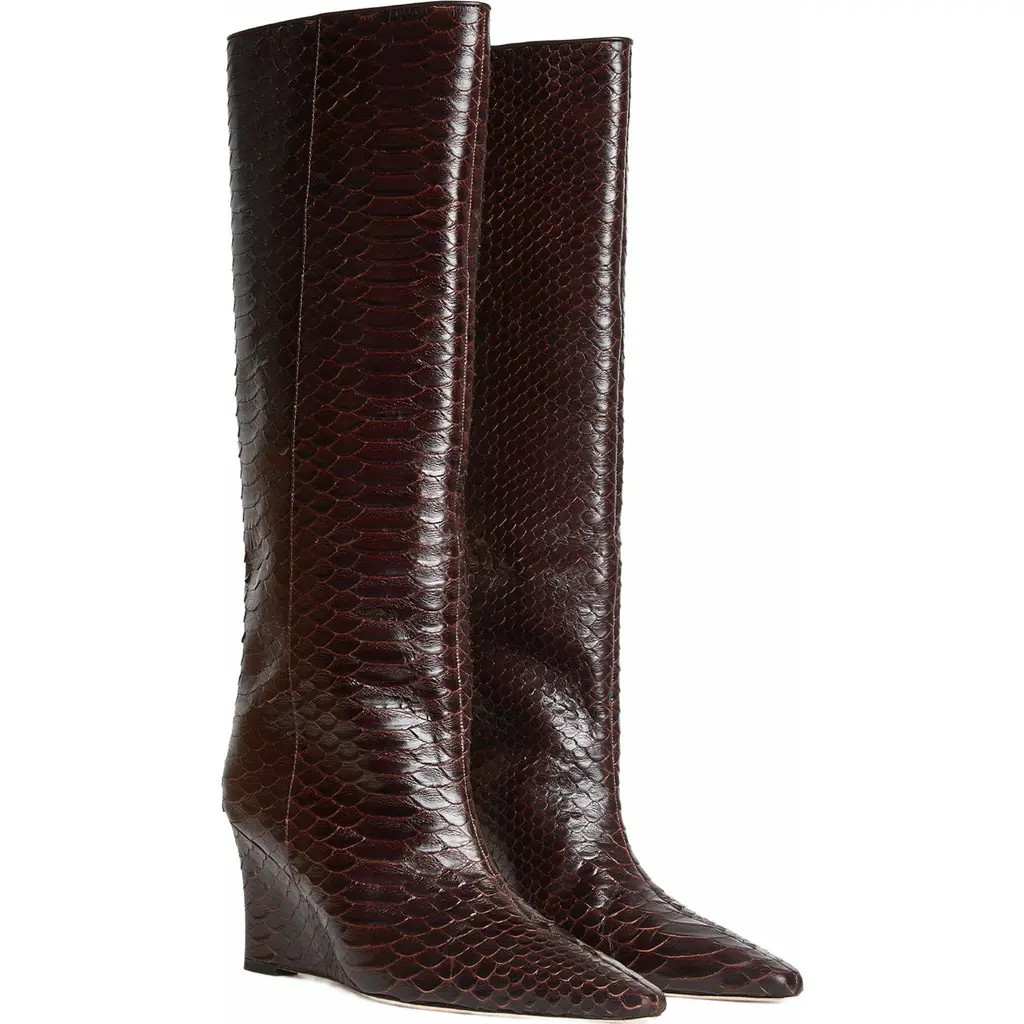 Cynthia Rowley Embossed Leather Wedge Boot in Brown at Nordstrom, Size 7.5 | Nordstrom