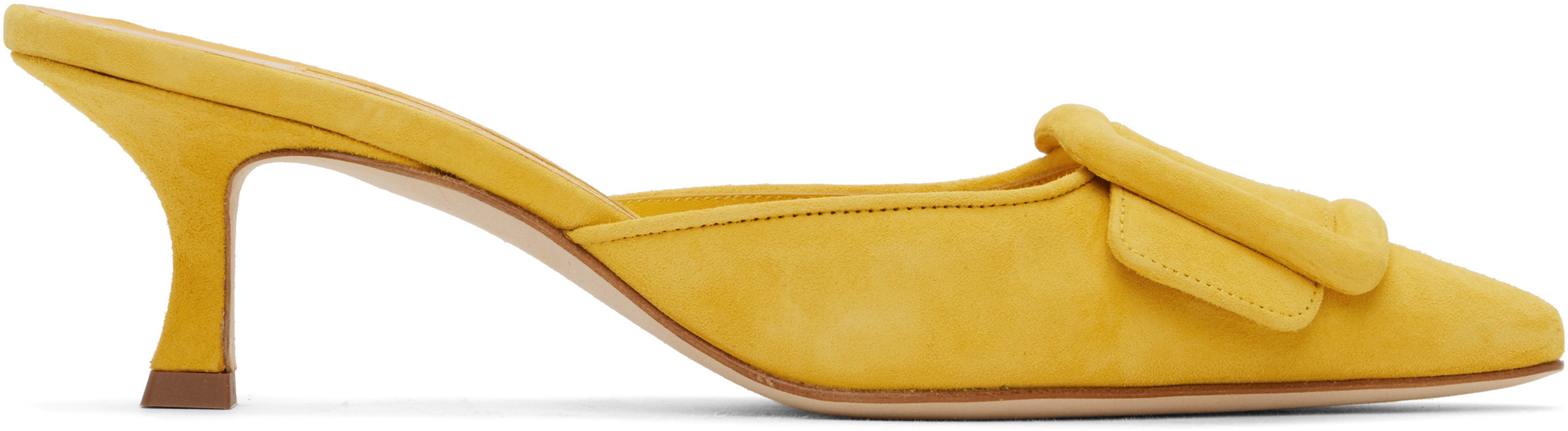 Manolo Blahnik Yellow Maysale Mules | SSENSE