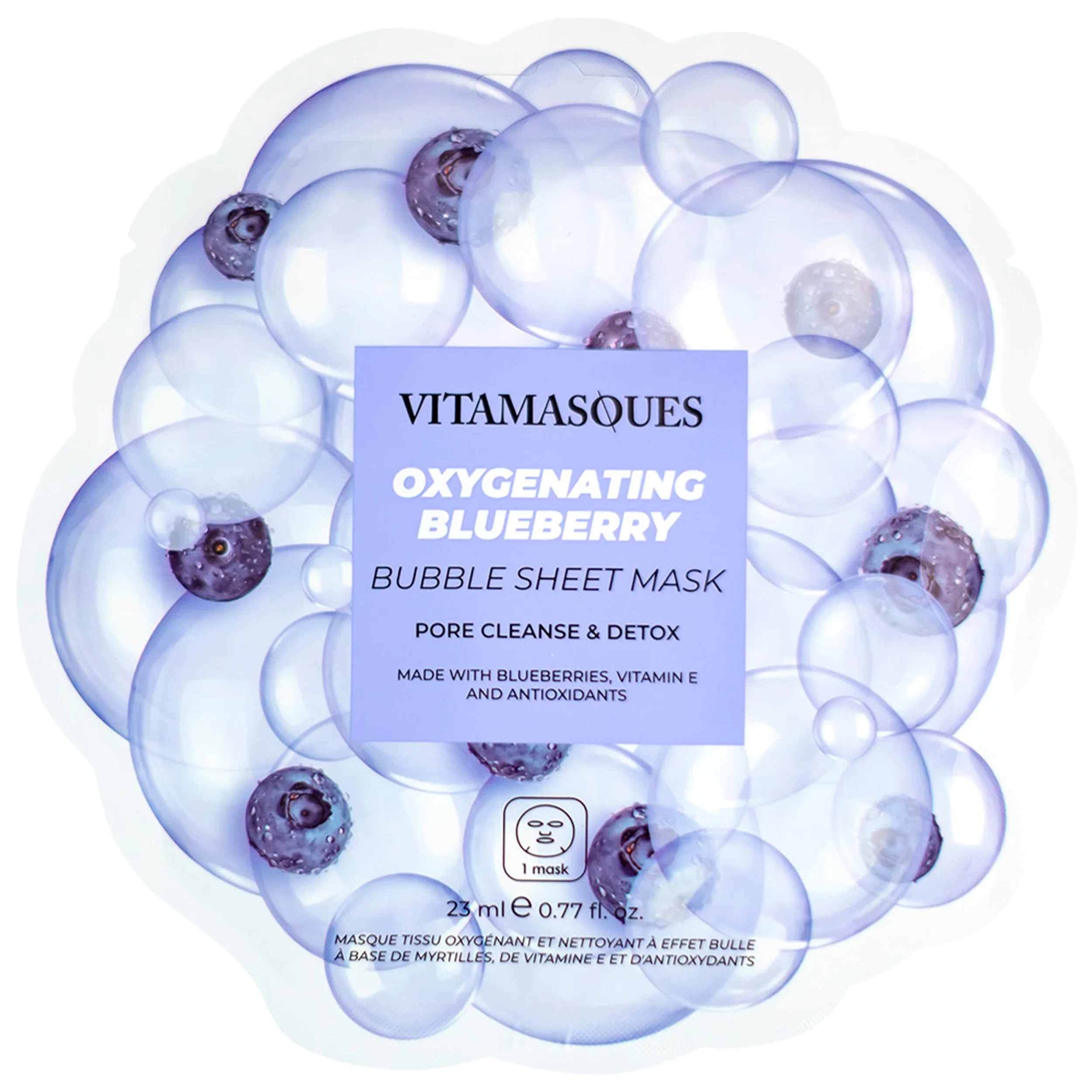 Vitamasques Blueberry Oxygenating Bubble Face Mask, Pore Cleanse and Detox, One Sheet Mask | Walmart (US)