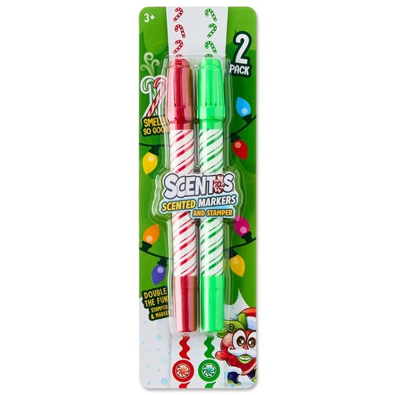 Scentos Candy Cane Scented 2-Sided Stamper & Marker - Red & Green, Ages 3+ | Walmart (US)