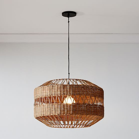 Rattan Weave Pendant Dark Bronze Natural (28"") | West Elm (US)