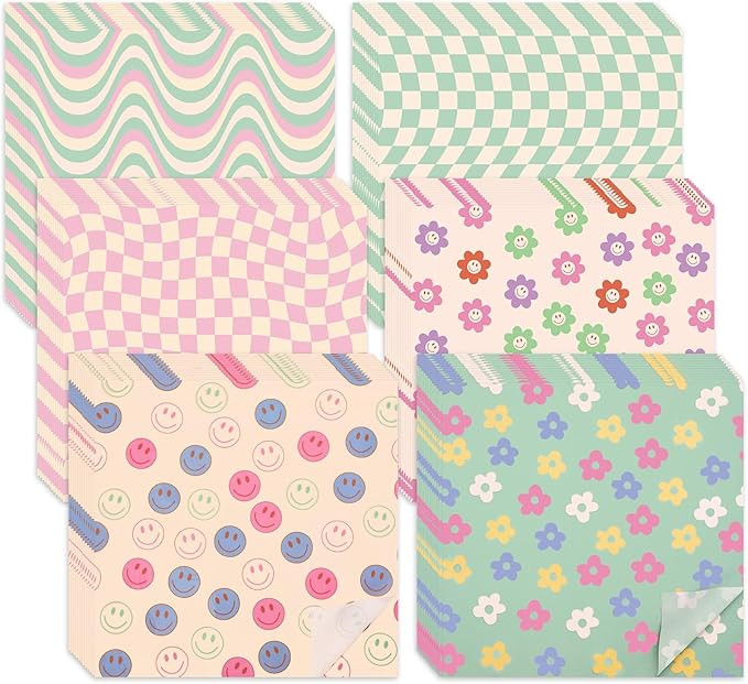 Whaline 240Pcs Groovy Deli Paper Pastel Retro Smile Daisy Checkered Food Sandwich Wrapping Paper ... | Amazon (US)