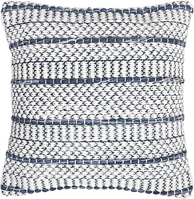 Texture Throw Pillow Cover Blue and White 18x18 Inch Handwoven, Luxurious and Fashionable 1 Piece... | Amazon (US)