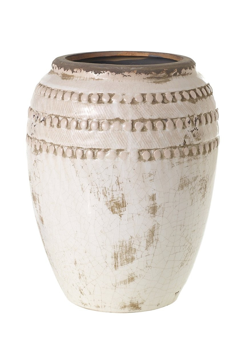 Cream Distressed Terracotta Floral Vase - 9.25" Tall | Afloral (US)