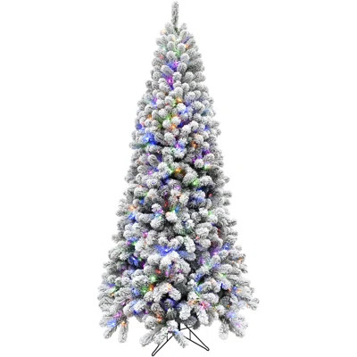 Fraser Hill Farm 10-Ft. Alaskan Pine Flocked Artificial Christmas Tree with Dual Multicolor & Warm White LED Lights | Wayfair North America