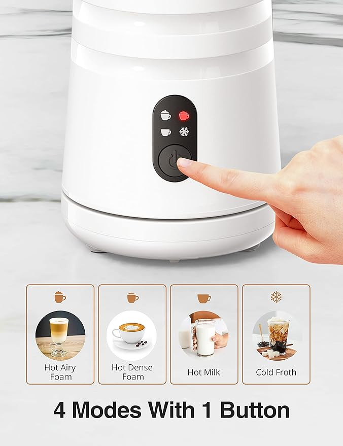 Milk Frother and Steamer, 4-in-1 Milk Frother for Coffee Electric Double Wall, Hot & Cold Foam Mi... | Amazon (US)
