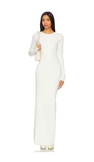 Long Sleeve Crewneck Maxi Dress in Cream | Revolve Clothing (Global)