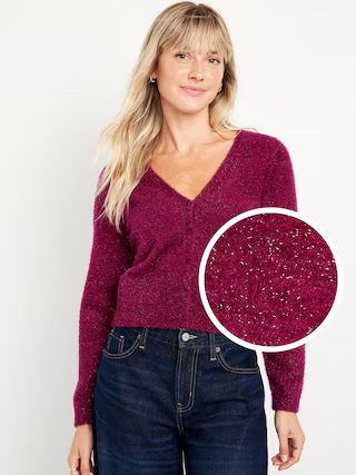 Textured Shine Cropped Cardigan Sweater for Women | Old Navy (US)
