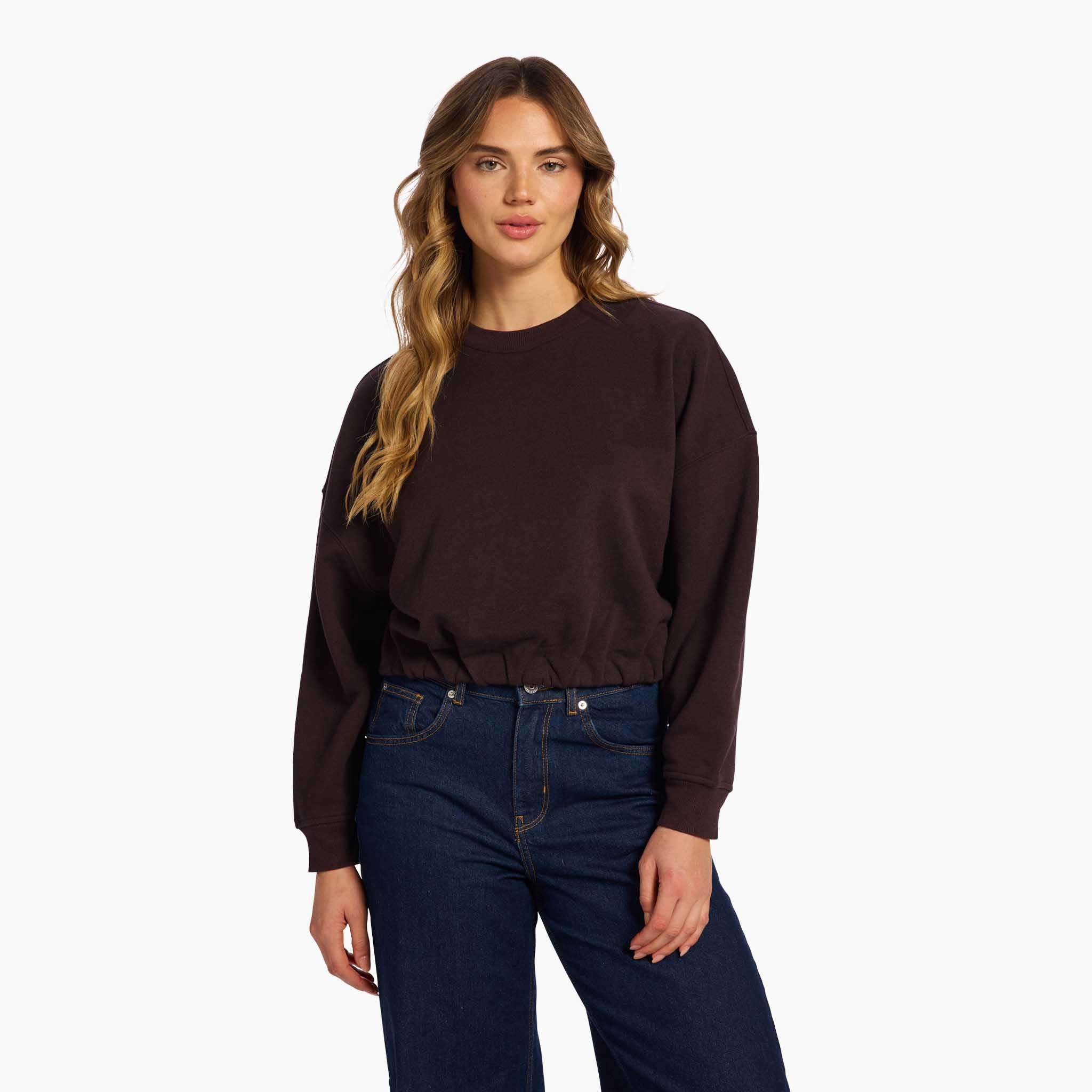 Vintage Fleece Cinch Waist Sweatshirt | Eggplant | Nuuds US