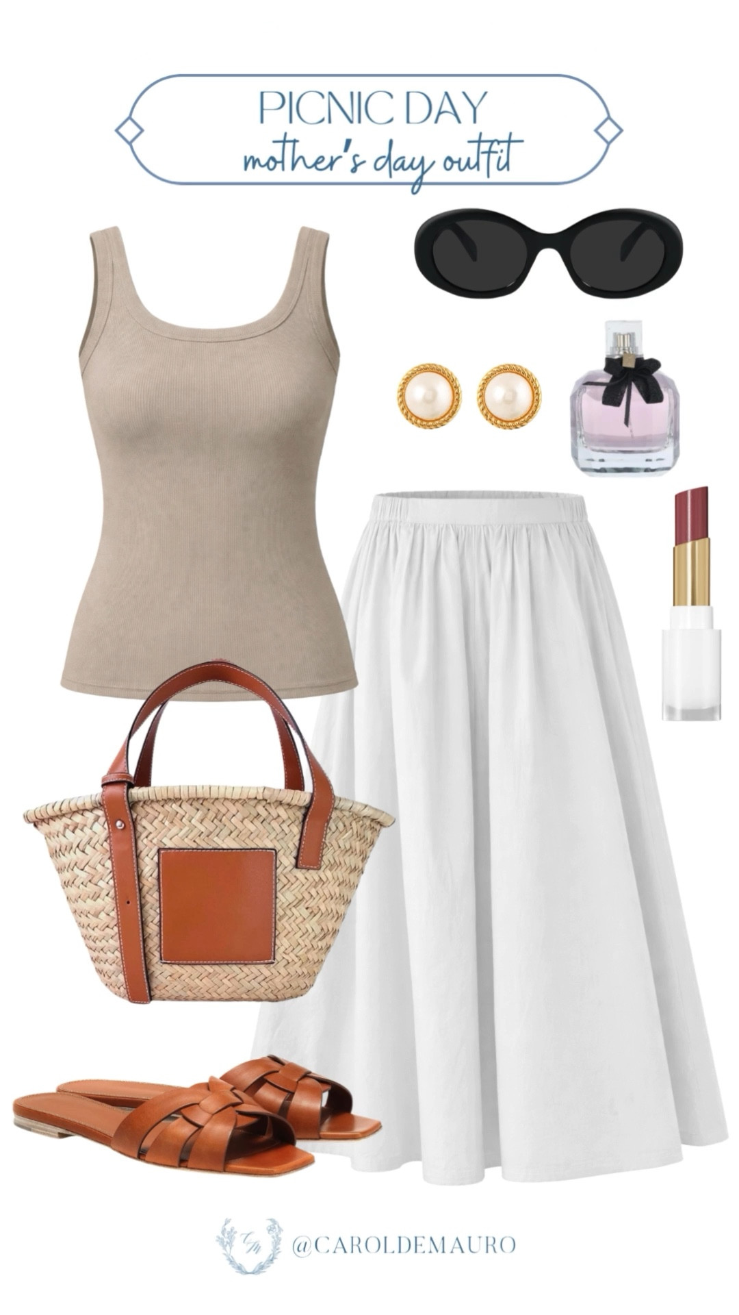 You can't go wrong with a classic neutral palette for a Mother's Day picnic. This combo of a beige rib-knit tank and a flowing white skirt is so easy to style—just add your favorite cognac slides and a straw bag for a look that's timeless and chic.

weekend vibes, spring outfit, clean girl vibes, old money aesthetic, preppy look, casual chic, pinterest inspo, amazon fashion

#LTKU #LTKootd #LTKSeasonal