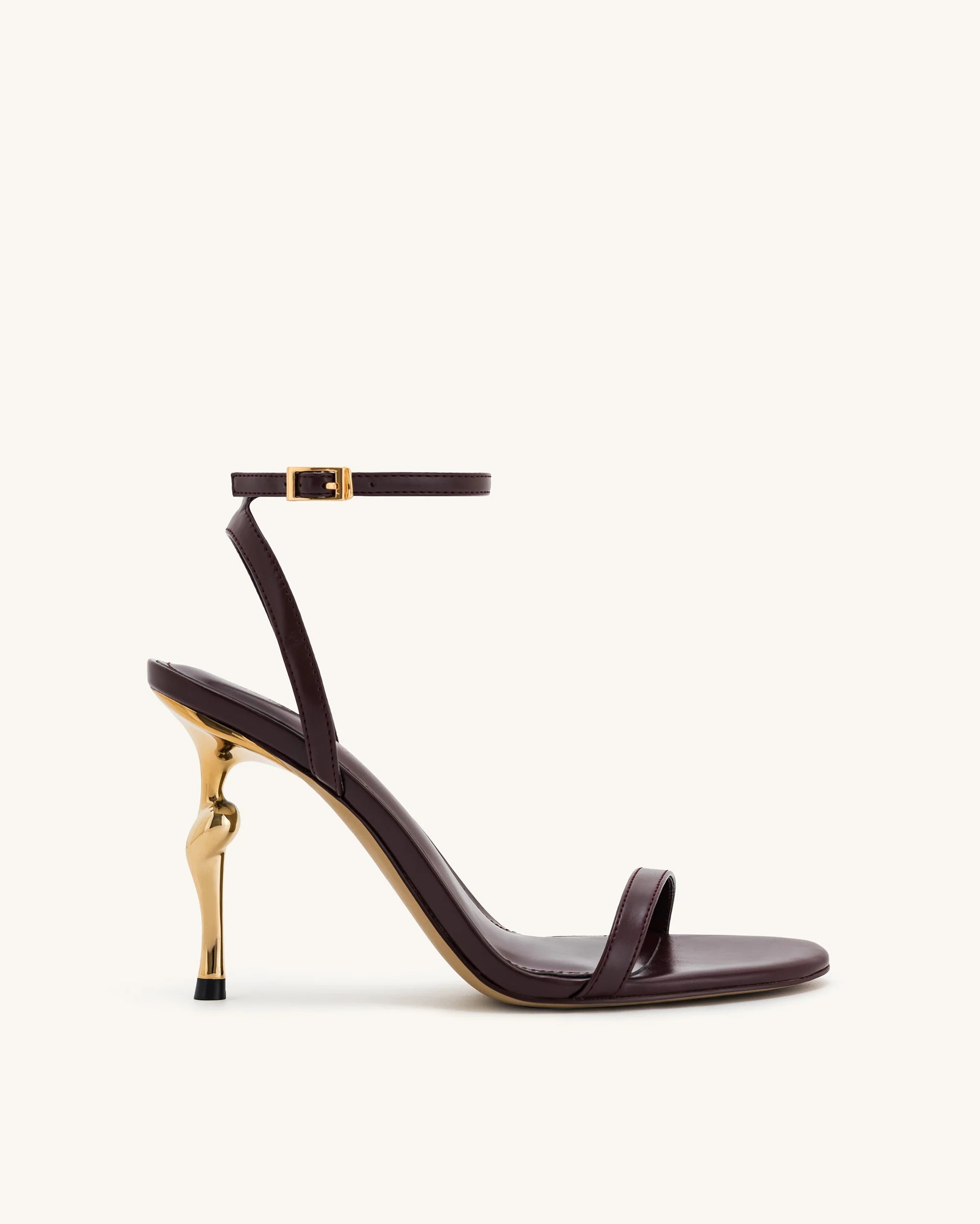 Alivia Gold Metal Heel Sandals - Claret Red | JW PEI US