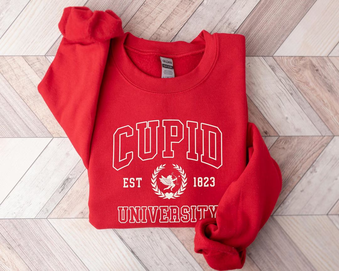 Cupid University Sweatshirt, Cute Valentine's Day Shirt, Funny College Sweatshirt, Love Crewneck ... | Etsy (US)