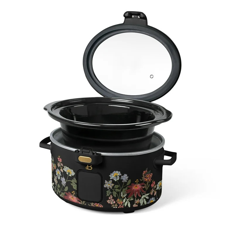 Beautiful 4 Qt Digital Slow Cooker with Hinged Locking Lid, Wildflower Black by Drew Barrymore | Walmart (US)