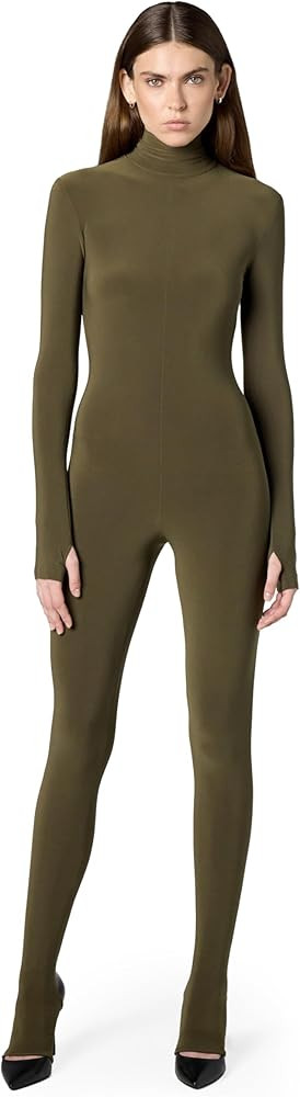 Norma Kamali womens Long Sleeve Slim Fit Turtle Catsuit W/Footie | Amazon (US)