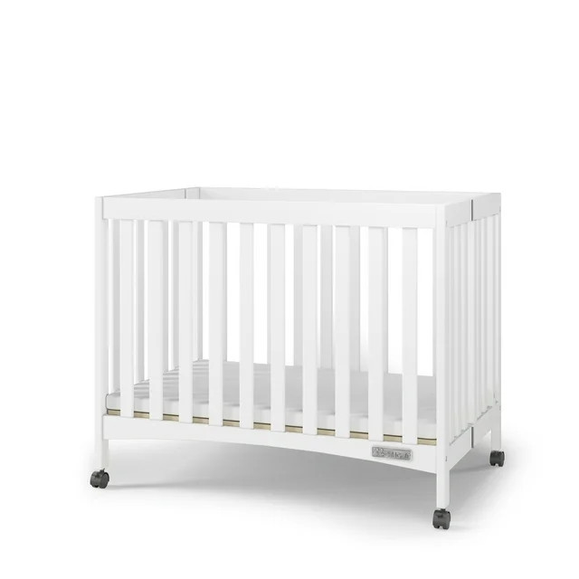 Child Craft London Folding Portable Mini Crib with 2-inch Mattress, Matte White | Walmart (US)