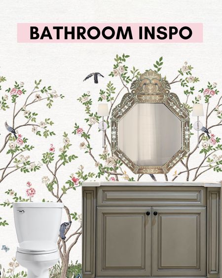 We are remodeling two powder bathrooms in our home and this is my inspo for one of them! Love the chinoiserie wallpaper! I got the grasscloth version. They have the same print in a flat wallpaper too! 

#LTKsalealert #LTKhome #LTKstyletip