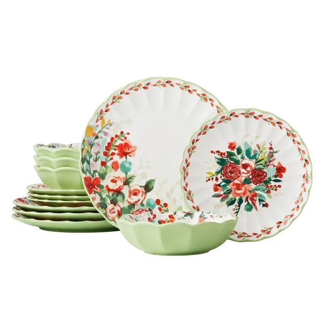 The Pioneer Woman Painted Meadow 12-Piece Ceramic Dinnerware Set | Walmart (US)