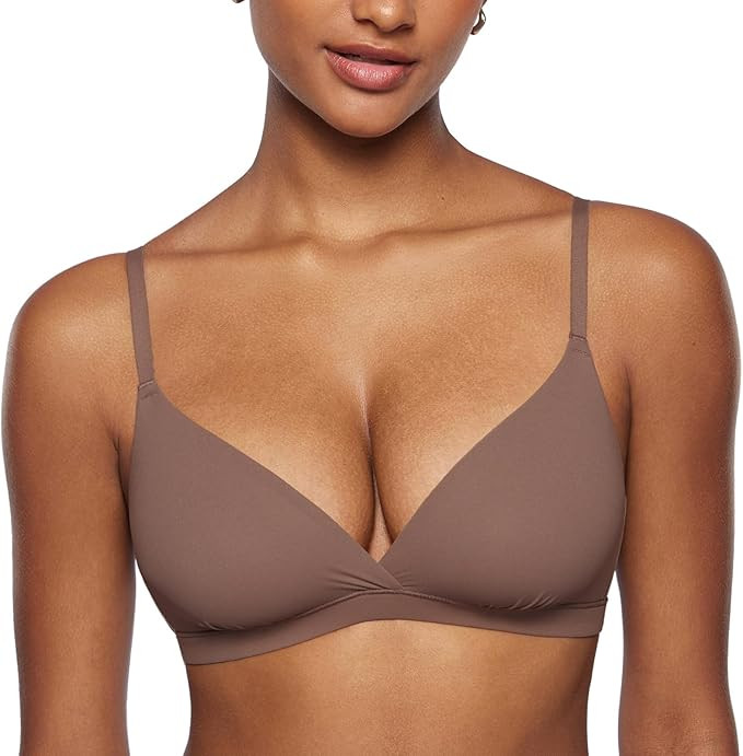 INLYRIC Women's Inbarely Triangle Bralette Comfortable Unlined V Neck Wireless Smoothing Bra Top ... | Amazon (US)