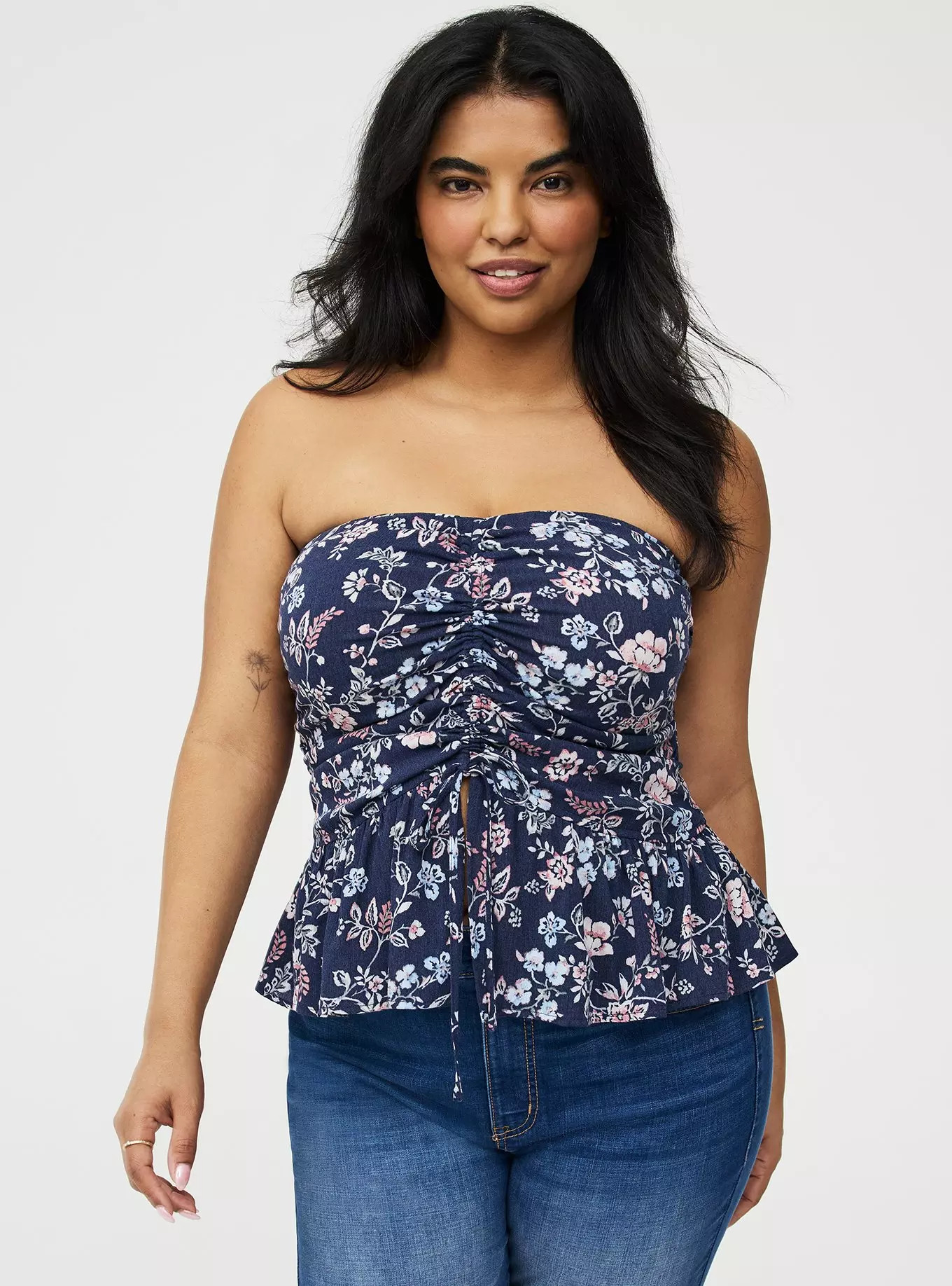 Crinkle Gauze Cinched Tube Top | Torrid (US & Canada)