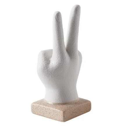 Mainstay Home Decor Collection Peace Hand Sign White Ceramic Bohemian Figurine Decor - 6.5" x 2.5" x 2.75" | Walmart (US)