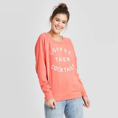 Women's Coffee Then Cocktails Sweatshirt - Grayson Threads - Blush Pink | Target