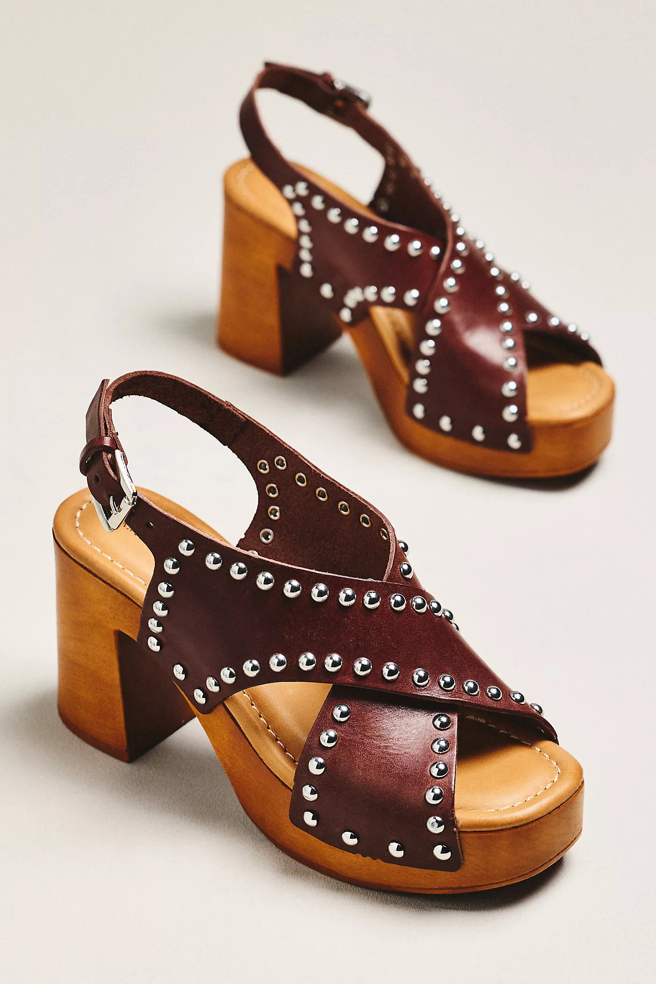 By Anthropologie Studded Cross-Strap Platform Heels | Anthropologie (US)