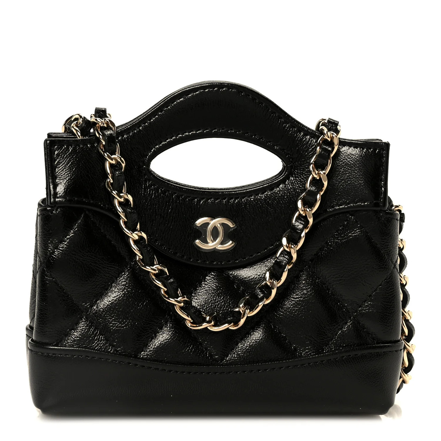 Shiny Lambskin Quilted Micro 31 Clutch With Chain Black | FASHIONPHILE (US)