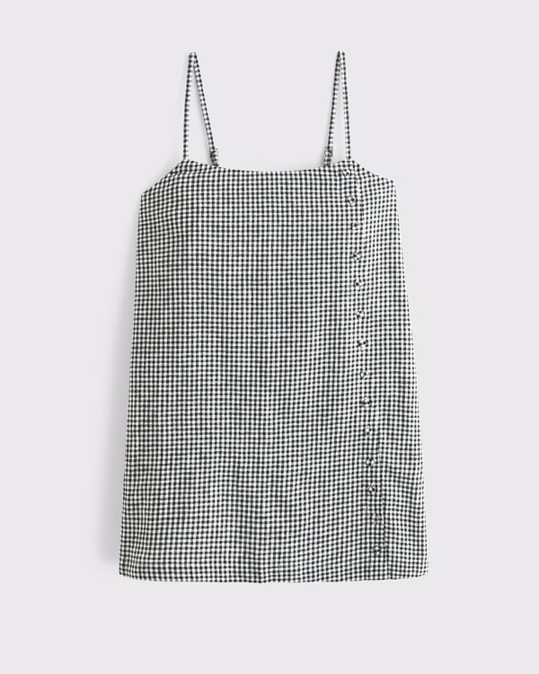 Linen-Blend Button Skort | Abercrombie & Fitch (US)