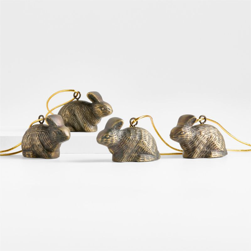 Metal Bunny Christmas Tree Ornament, Set of 4 | Crate & Barrel | Crate & Barrel