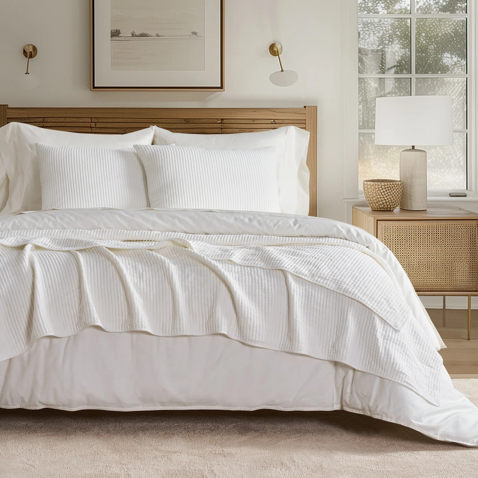 EverGrace Ribbed Matelassé Cotton Coverlet Set & Reviews | Joss & Main | Joss & Main