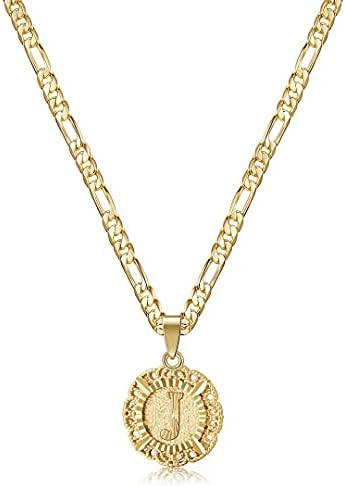 KissYan Initial Necklaces for Women, 14K Gold Plated Round Letter Pendant Capital Monogram Neckla... | Amazon (US)