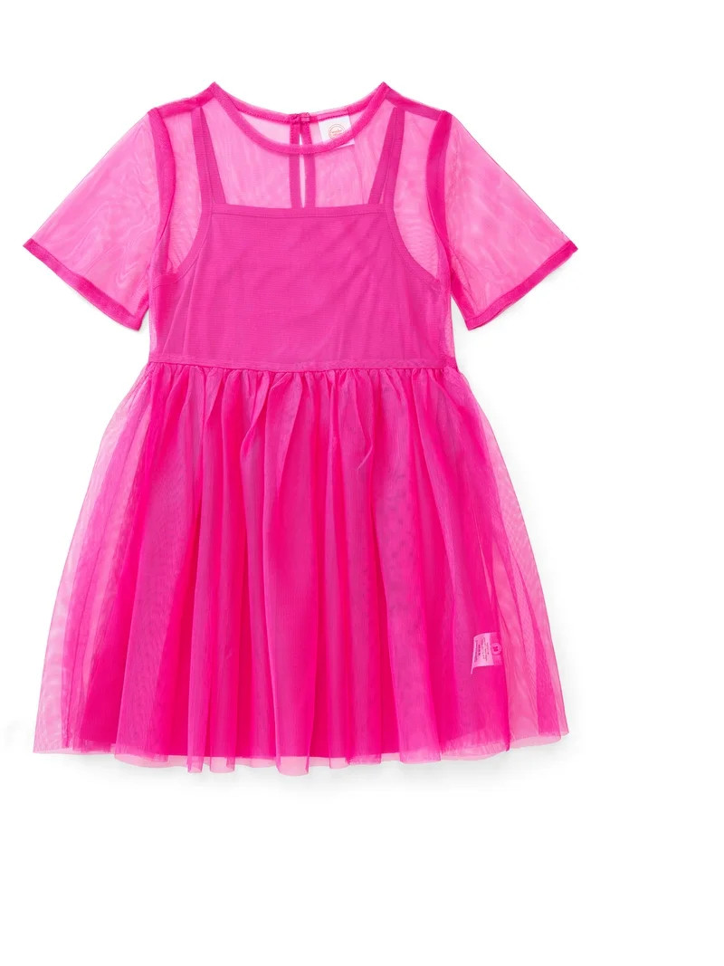 Wonder Nation Girls Mesh Tutu Dress with Short Sleeves, Sizes 4-18 & Plus | Walmart (US)