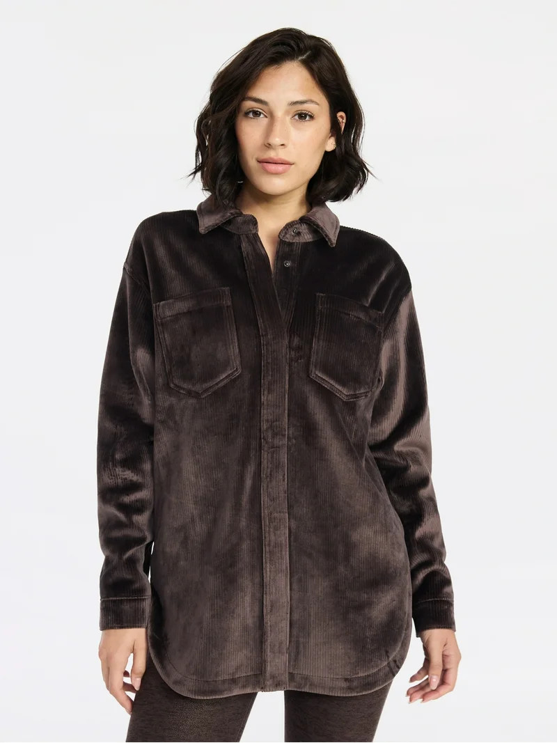 Avia Women's and Women's Plus Cord Velour Shacket, Sizes XS-4X | Walmart (US)