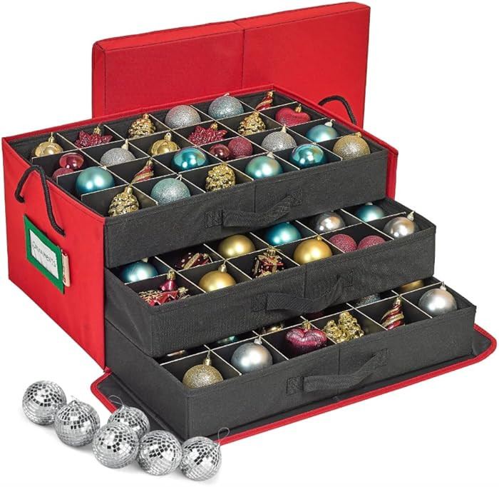 HOLDN’ STORAGE Christmas Ornament Storage Box with Dividers, Holds 72 Ornaments (3 Inch), Large... | Amazon (US)