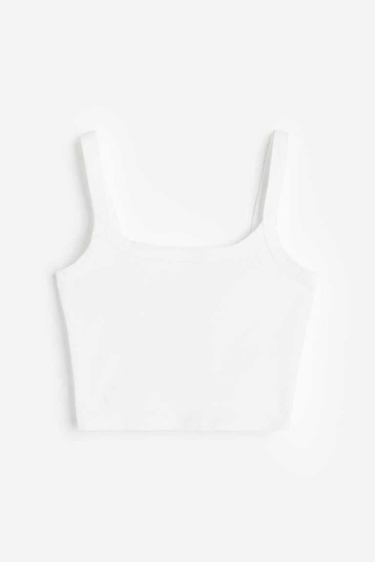 Cropped strappy top - White - Ladies | H&M GB | H&M (UK, MY, IN, SG, PH, TW, HK)
