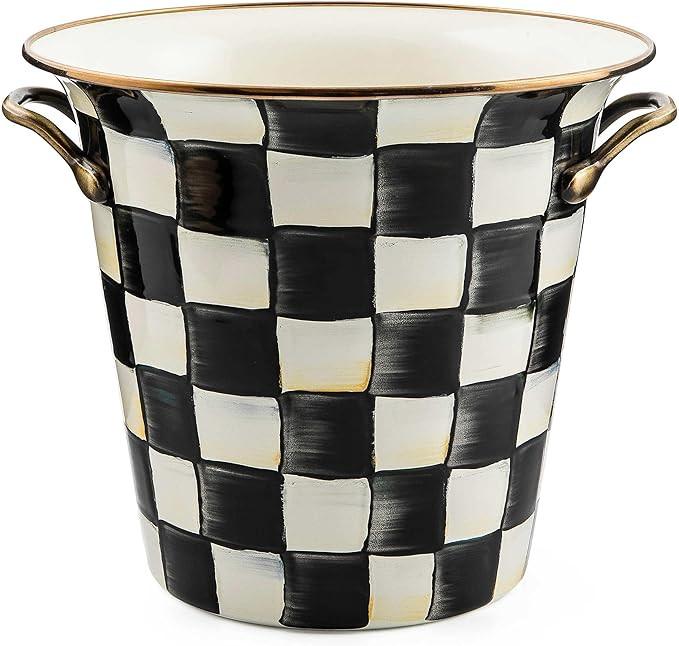 MACKENZIE-CHILDS Wine Cooler, Champagne and Wine Bucket, Ice Bucket, Black-and-White Courtly Chec... | Amazon (US)