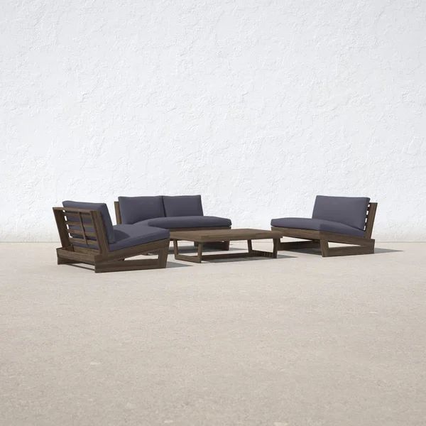 Amias Solid Wood 4 - Person Seating Group with Cushions | Wayfair North America