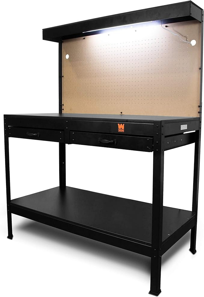WEN WB4723T 48-Inch Workbench with Power Outlets and Light, Black | Amazon (US)