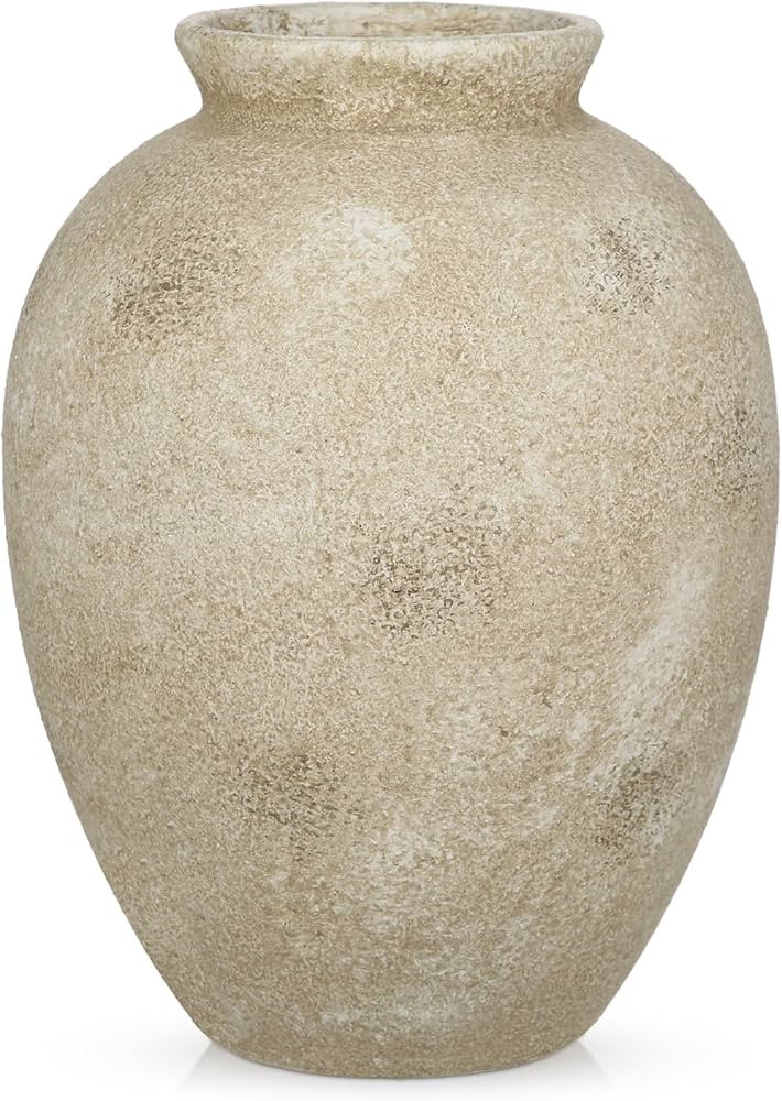 Large Rustic Ceramic Vase, 9.1 Inch Tall Farmhouse Vintage Flowers Vase, Decorative Terracotta Va... | Amazon (US)