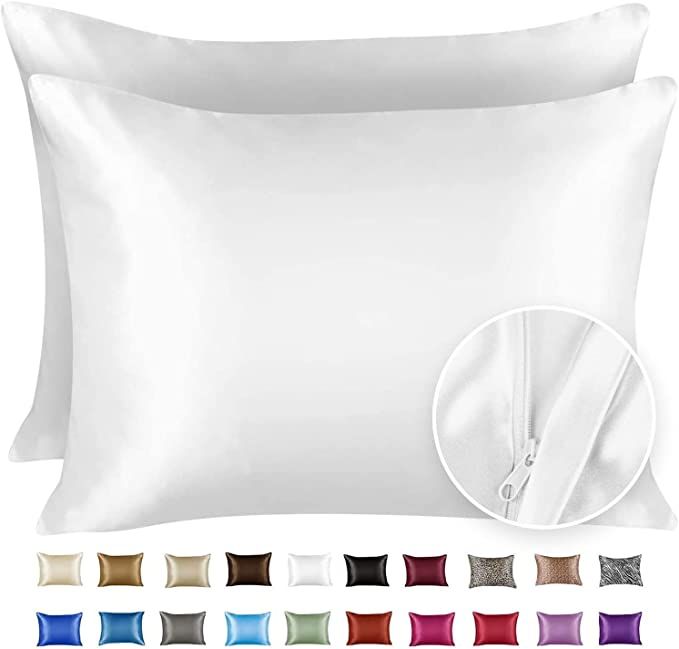 ShopBedding Luxury Satin Pillowcase for Hair – Queen Satin Pillowcase with Zipper, Baby Blue (P... | Amazon (US)