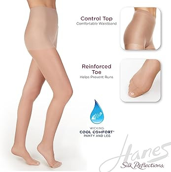Hanes Women's Silk Reflections Control Top Pantyhose with Reinforced Toe, Multipack | Amazon (US)