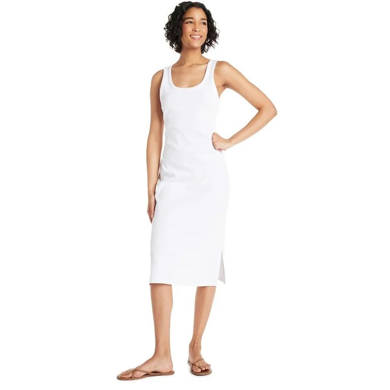 Time and Tru Women's Ribbed Knit Midi Tank Dress, Sizes XS-XXXL | Walmart (US)