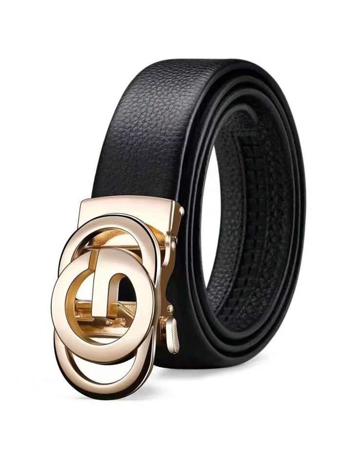 1pc Black Belt With Gold Buckle Suitable For Daily Business Wear | SHEIN
