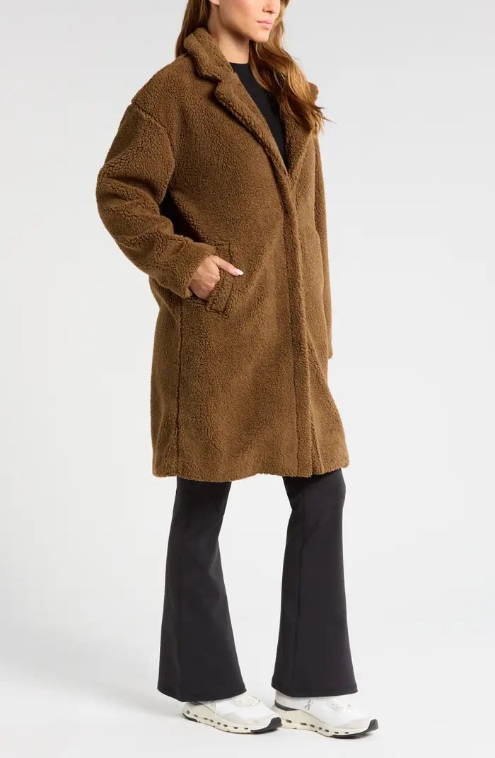 Zella Faux Shearling Longline Coat | Nordstrom | Nordstrom