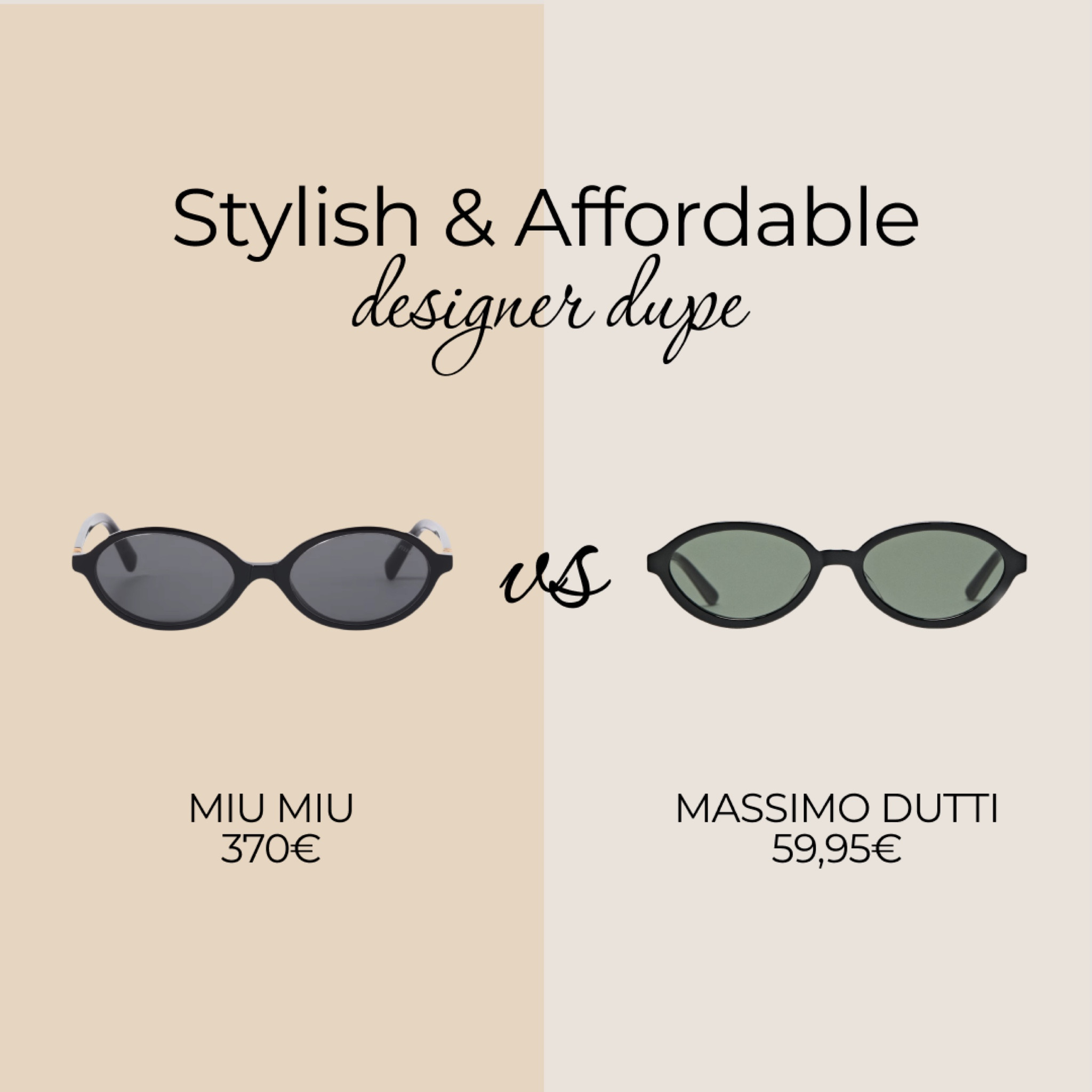 Dupe or not? The best dupe of the moment 🖤 Oval sunglasses. Miu Miu Regard vs Massimo Dutti

#LTKfindsunder100 #LTKsalealert #LTKstyletip