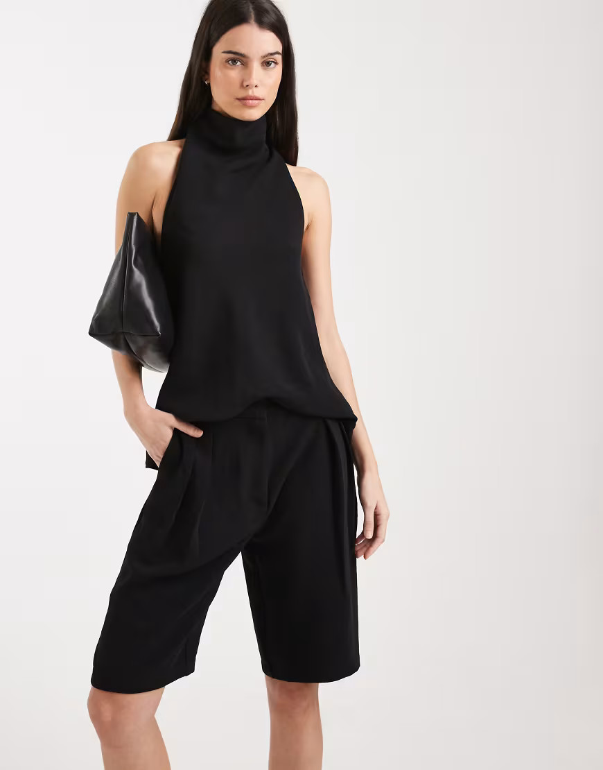 ASOS DESIGN tailored longline bermuda shorts co-ord in black-Brown | ASOS (Global)