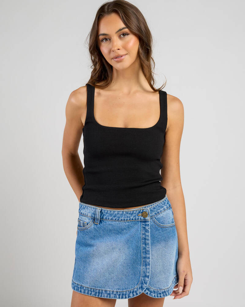 Basic Square Neck Rib Tank Top | City Beach (US)